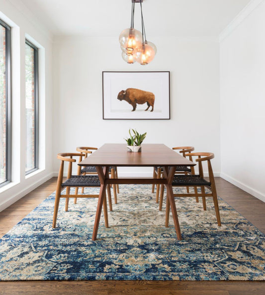 Anastasia Blue/Ivory Rug - 201x279cm