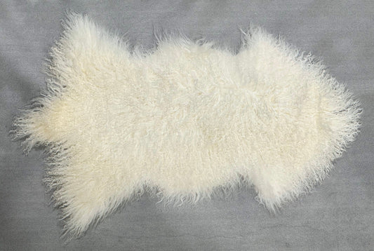 Tibetan Long Wool Single Sheepskin - Natural White