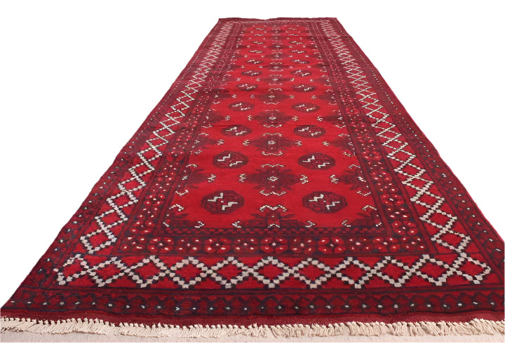 Afghan Hand Knotted Turkoman Runner 300x81cm